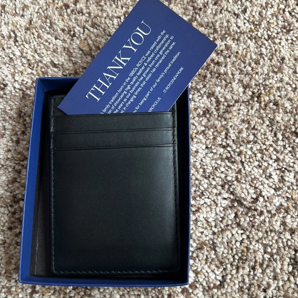 ROYCE New York black leather magnetic money clip wallet BRAND NEW SKU# 814-blk-5